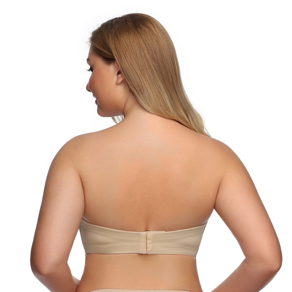  Invisible Strapless Bras for Women Push Up Seamless Bandeau Bra  Wireless Half Bras Backless Dresses Lingerie (Color : Beige, Size : 70/32B)  : Clothing, Shoes & Jewelry