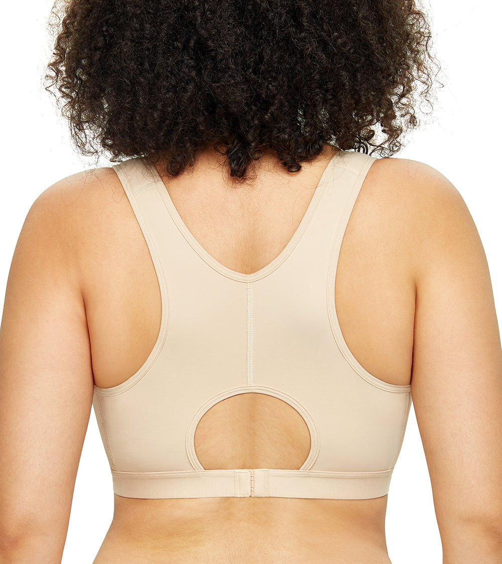DotVol Women's Full Figure Front Closure Wirefree Jacquard Back Support  Posture Bra(Grey,42G)