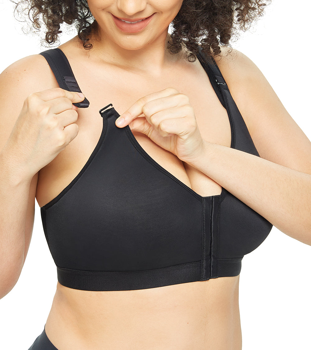 DotVol Women's Comfort Front Closure Back Support Full Coverage Non Padded  Wirefree Everyday Bra, Black, 42B : : Everything Else