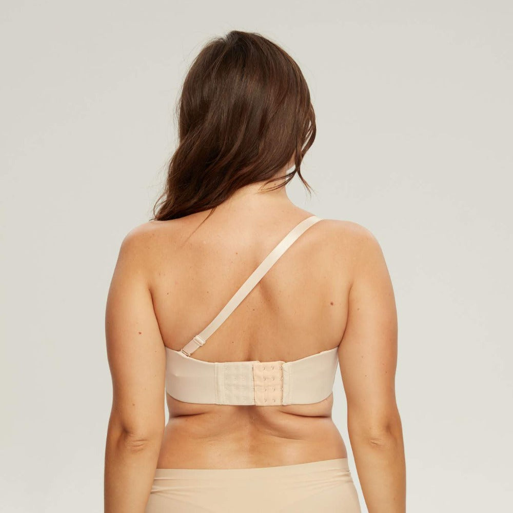 Womens Strapless Bra Silicone-Free Minimizer Bandeau Plus  Size Unlined Beige 36C