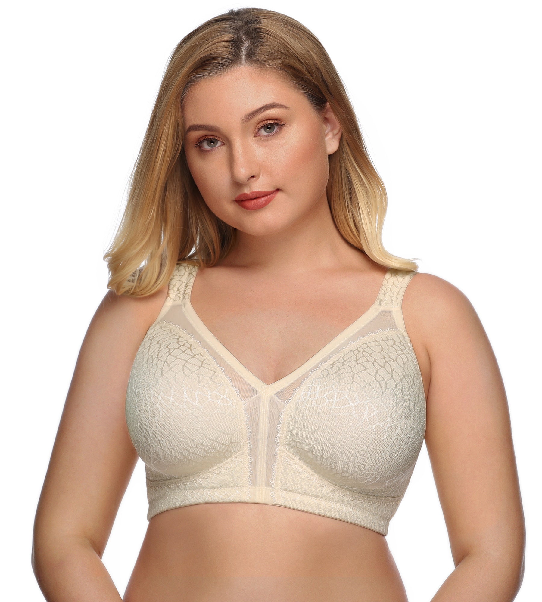 AILIVIN Wire Bras for women Full figure minimizer Smoothing bra seamless  cups non padded T Shirt underwire support comfortable full coverage womens  bras Beige 40G 40 G 