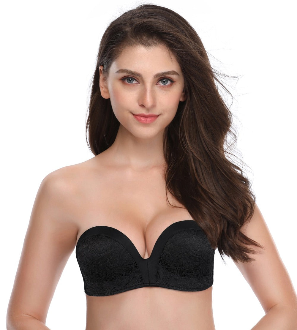 DotVol Women's Strapless Wireless Push Up Bra Removable Strap Deep U Plunge  Padded Sexy Bras(Black,32B) : : Clothing, Shoes & Accessories
