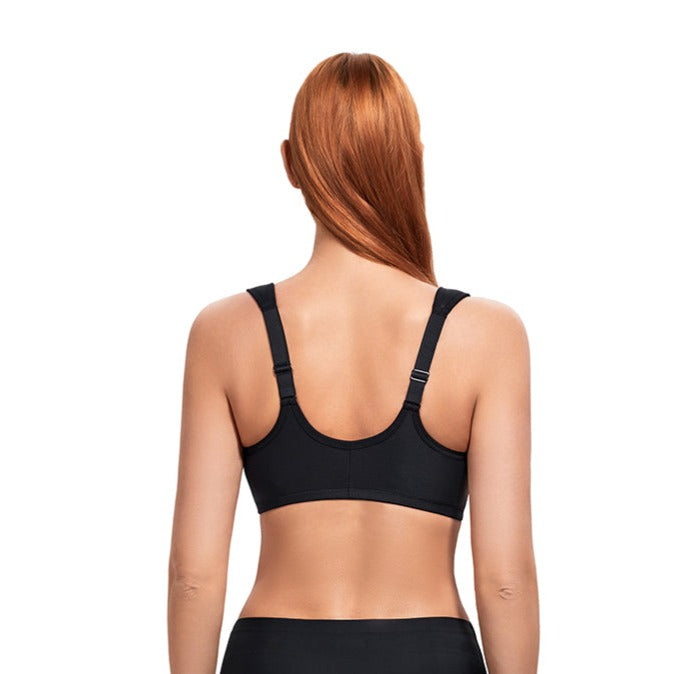 Women's Full Figure Cotton Plus Size Seamless Wirefree Back Close Sports Bra  - 42DDD, Black 