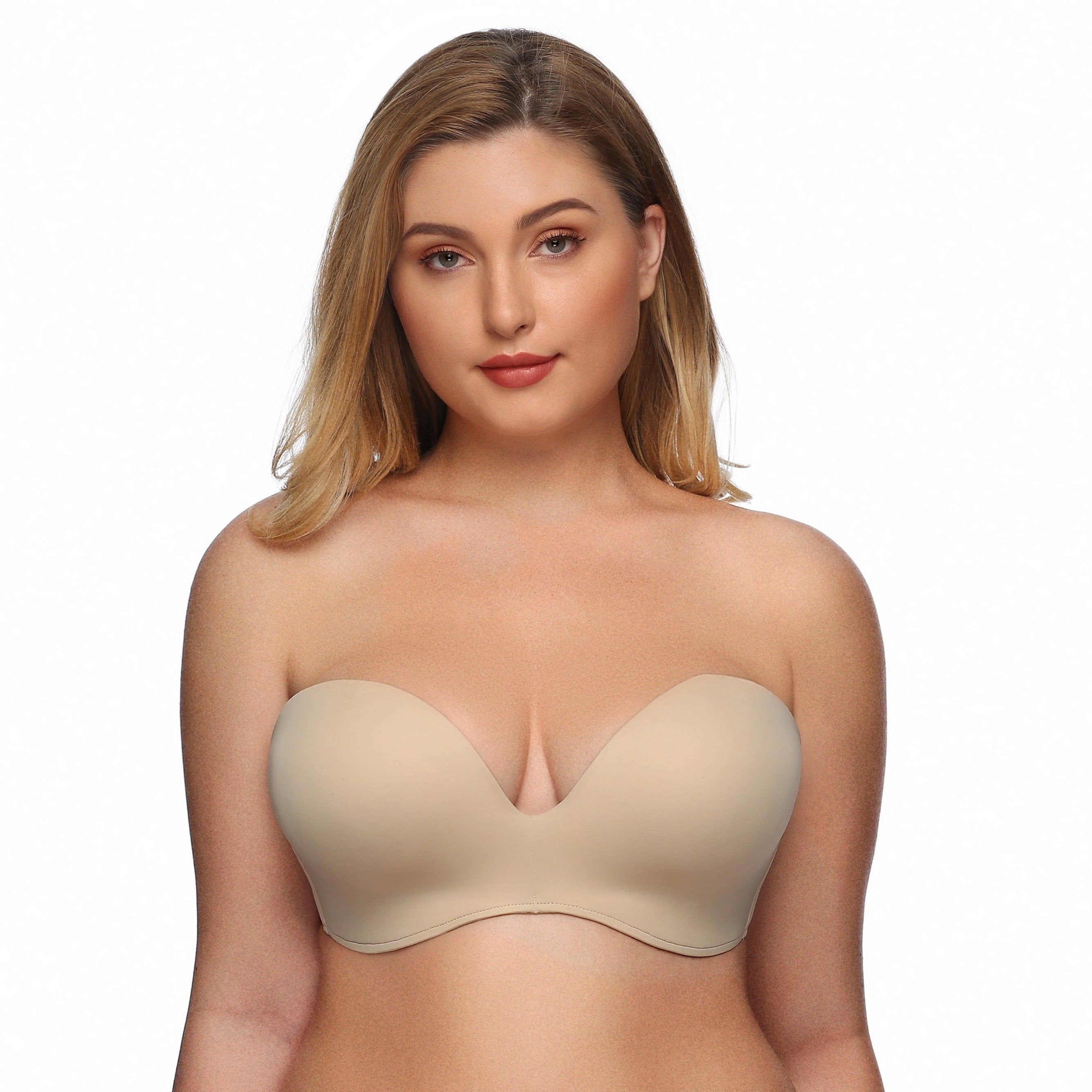 Push Up Bras Womens Solid Color Strapless Non Slip Adjustment