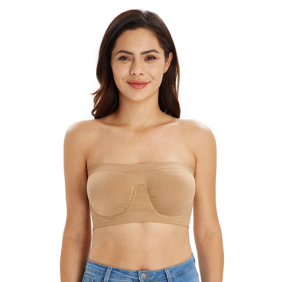 Strapless Bra for Large Size Cups Non Padded Tube Bras for Women