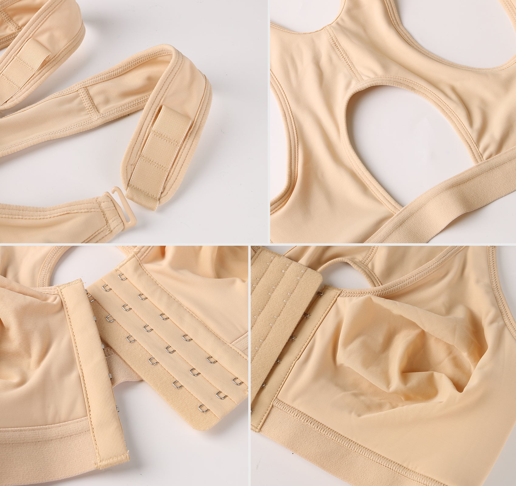 Miluxas Women Front Closure Post Surgery Compression Everyday Bras for  Mastectomy Support with Adjustable Straps Wirefree Clearance Beige 14(XXXL)  